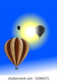 flying air balloons in sun day