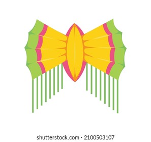 Flying air kite. Vector wind toy for active pastime and entertainment. Outdoor summer activity cartoon object