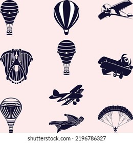 flying, airplan, man flying, vector icons