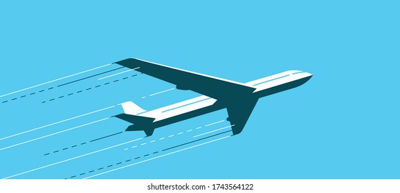 Flying airplane. Air transportation, airline, plane vector illustration