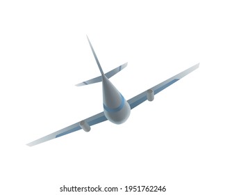 Flying airplane or airliner. Aircraft transport. Passenger flight jet airplane, aviation vehicle. Civil aircraft journey and aviation symbol. Wing flight transport