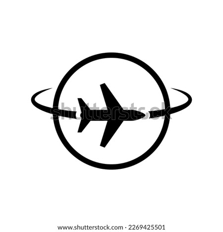 Flying airplane around the planet Earth. 