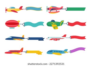 Flying Airplane Banner Set for Advertising 