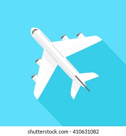 Flying airplane - flat design style. Can be used to illustrate topics like tourism, travel, transportation, holidays.