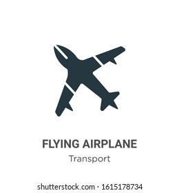Flying airplane glyph icon vector on white background. Flat vector flying airplane icon symbol sign from modern transport collection for mobile concept and web apps design.
