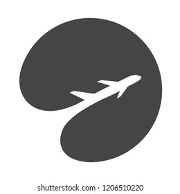 Flying airplane icon
