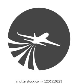 Flying airplane icon