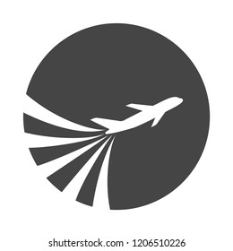 Flying airplane icon