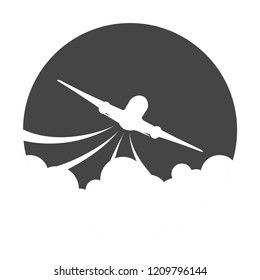 Flying airplane icon