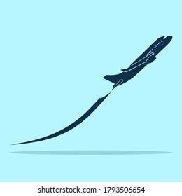 Flying up airplane icon. Takeoff plane symbol. Vector illustration