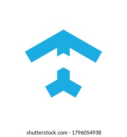 Flying airplane icon vector illustration. Abstract arrow sign, icon.