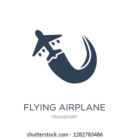flying airplane icon vector on white background, flying airplane trendy filled icons from Transport collection, flying airplane vector illustration
