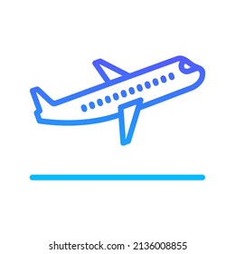 Diseño de iconos de gradiente de línea de avión volante