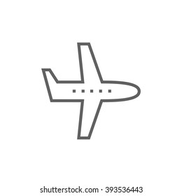 Flying airplane line icon.