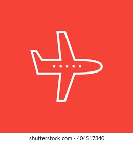 Flying airplane line icon.