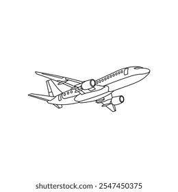 Flying airplane line simple design template, suitable for your company