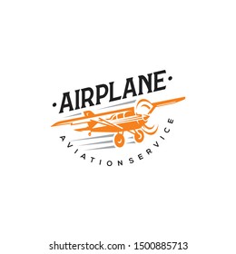 flying up airplane logo design, labels and emblem elements