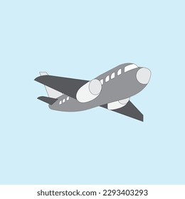 Flying Airplane on the sky vector design. plane flying mood icon illustrations isolated.