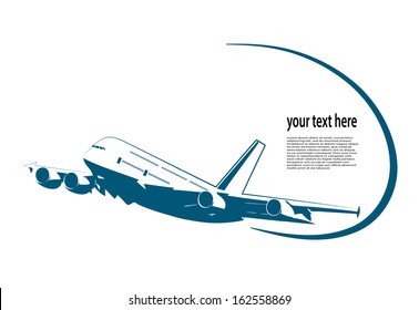 flying airplane on a white background