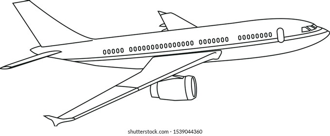 Flying Airplane Outline Side View Stock Vector (Royalty Free ...