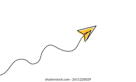 Flying airplane with outline style, vector design eps 10, design for business, social media, creativity, startup concepts, and digital presentations