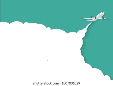 Flying airplane with place for text. Vector Illustration EPS10