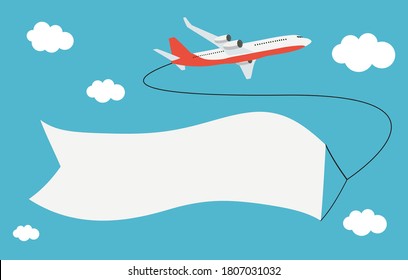 Flying airplane with place for text. Vector Illustration EPS10