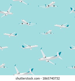 Flying airplane seamless pattern background. Vector Illustration EPS10
