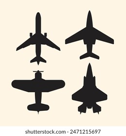 Flying Airplane Silhouette Vector Illustration