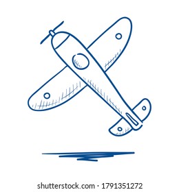 Flying airplane sketch icon. Hand drawn vector illustration.