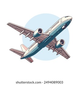 Avión volador en la Ilustración vectorial de diseño plano.