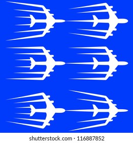 Flying airplane  stylized vector illustration.  Airliner, jet.