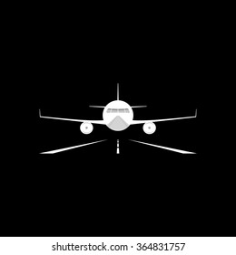 Flying airplane. Stylized vector airplane. Vector illustration. EPS 8.