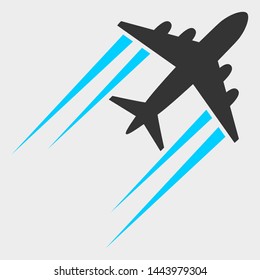 Flying Airplane Trace vector illustration. A flat illustration design of Flying Airplane Trace icon on a white background.