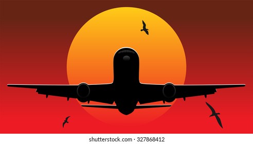 flying airplane. vector illustration