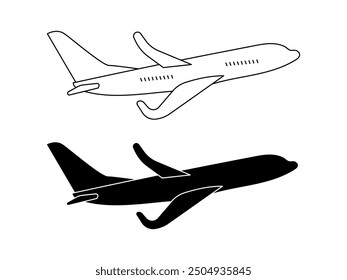 Ilustración vectorial de avión volador sobre un fondo blanco