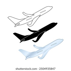 Ilustración vectorial de avión volador sobre un fondo blanco