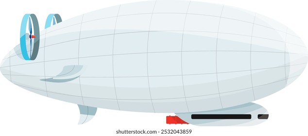 Aeronave voladora en el aire. Transporte del zepelín del globo de la historieta
