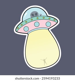 Flying alien ufo spaceship sticker