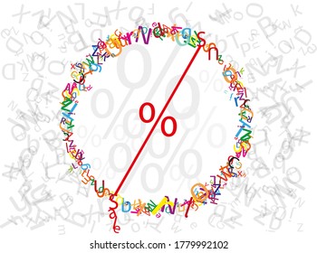 flying alphabet, color  letters on grey background. Concept for back to school sale.