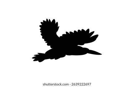 Flying Amazon kingfisher bird Silhouette Design  And Vector Illustration. 
