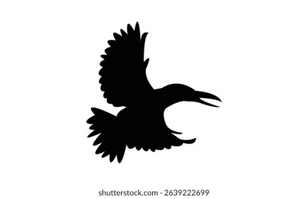 Flying Amazon kingfisher bird Silhouette Design  And Vector Illustration. 
