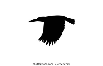 Flying Amazon kingfisher bird Silhouette Design  And Vector Illustration. 
