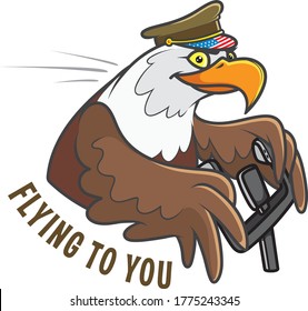 Flying  American Eagle with cap