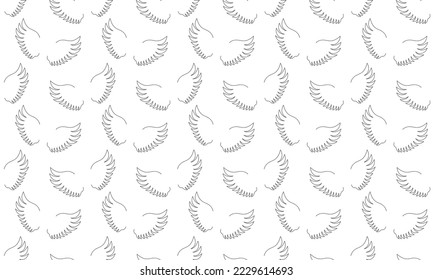 Flying angel or bird wings seamless pattern. Freedom or spirit concept background. Scrapbooking or wrapped paper, cloth or bedcloth design. Vector graphic illustration.