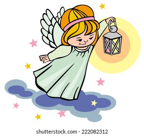 Flying angel with lantern