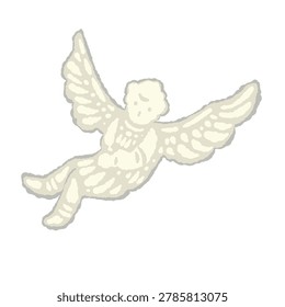Flying angel ornament side view hand drawn illustration for Christmas
