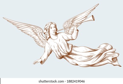 Flying Angel Drawing Design, HD Png Download - vhv