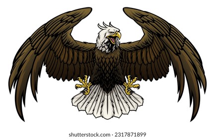 Flying Angry Bald Eagle Illustration