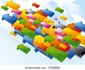 Flying arrow background. Vector.